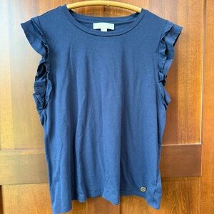 Women’s Michael Kors Navy Ruffle Sleeve Top Size XL